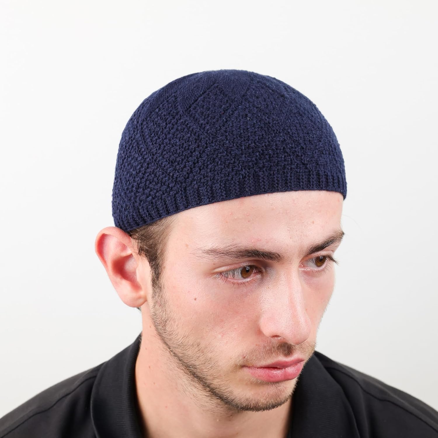 6 Piece Men’s Turkish Velvet Knit Kufi Caps – Breathable Stretch Islamic Prayer Skull Hats (Standard Fit) - Firaset