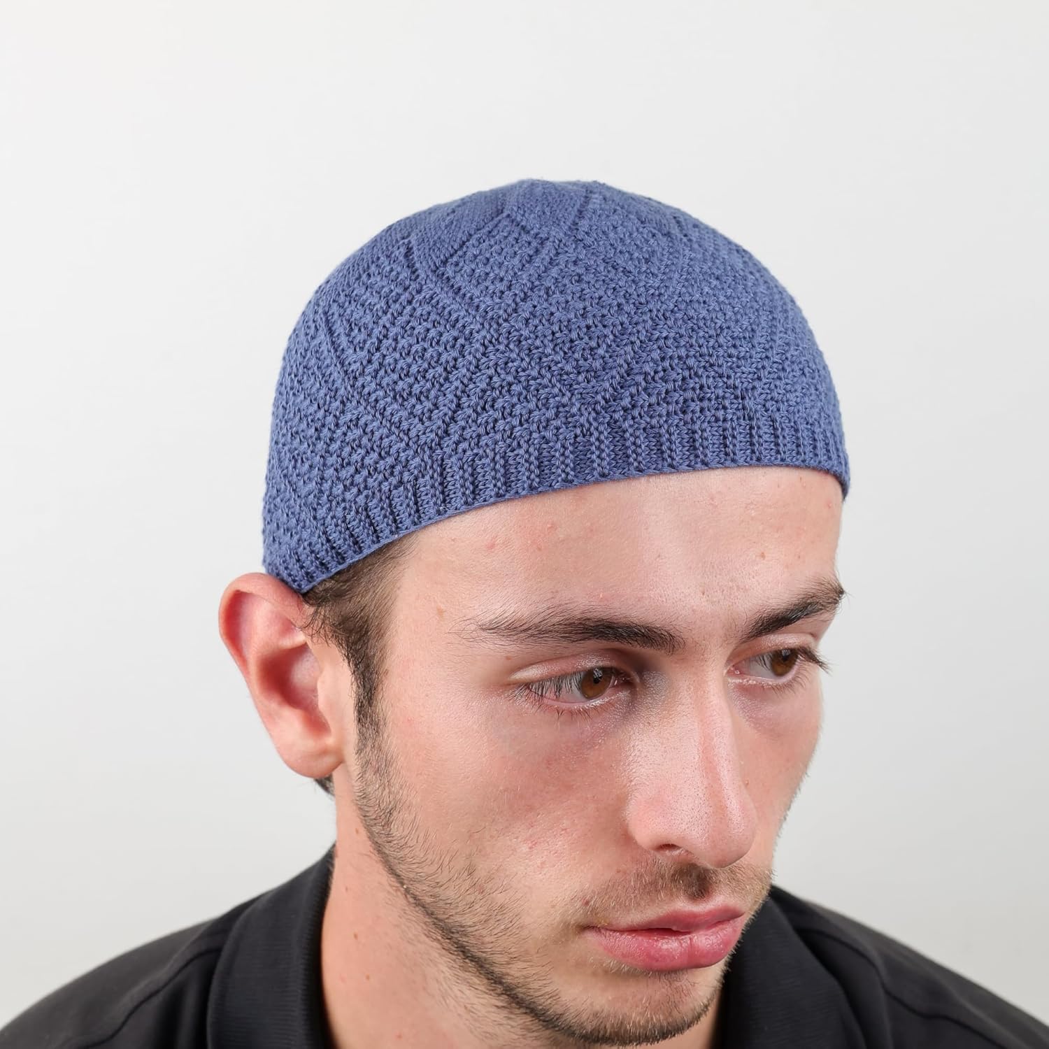 6 Piece Turkish Knit Kufi Caps for Men – Breathable Velvet Islamic Prayer Skull Hats (Stretch Standard Fit) - Firaset