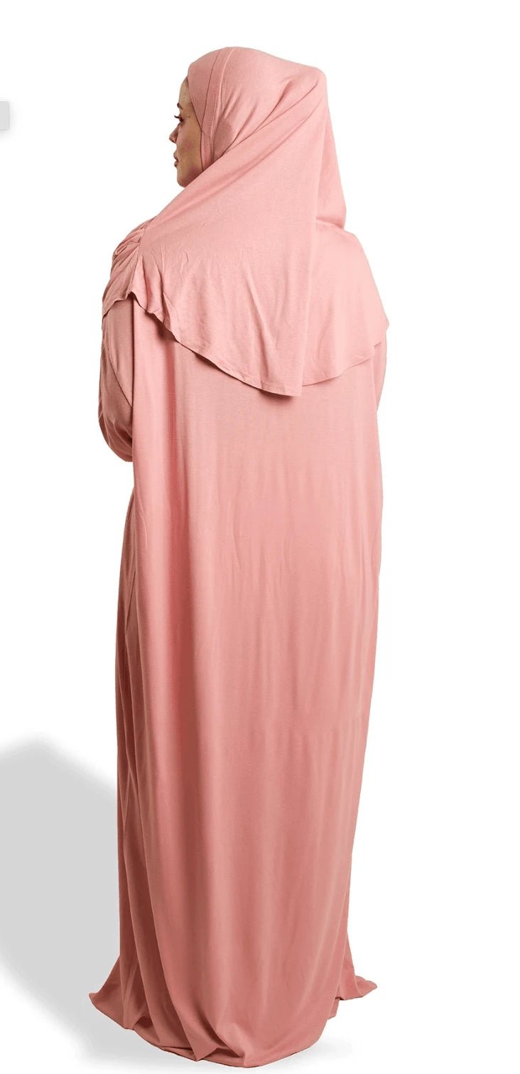 Firdaws 2 - Piece 2 - Viscose Powder Pink Prayer Dress Set – Top, Skirt & Bag - Firaset