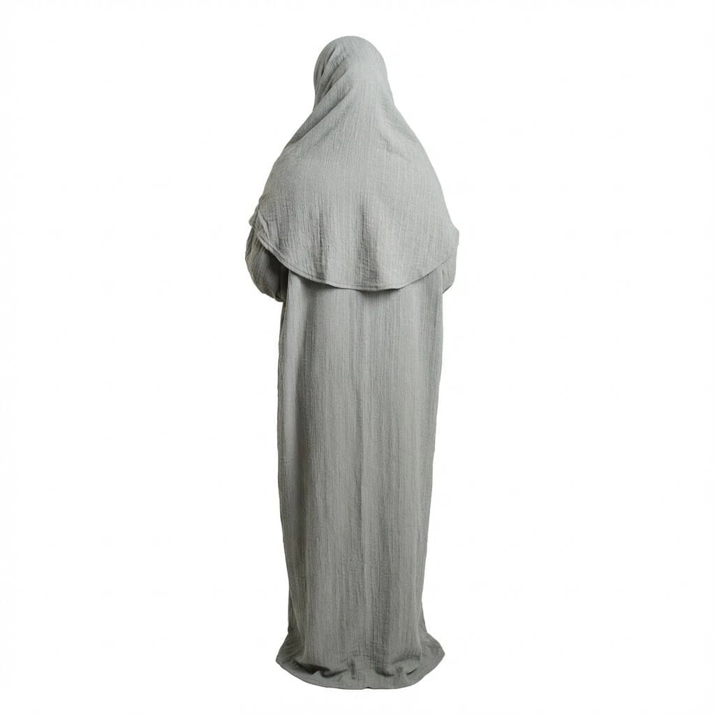 Neva 2 - Piece Women's Islamic Grey Prayer Dress with Zipper - Top, Skirt & Bag - Firaset