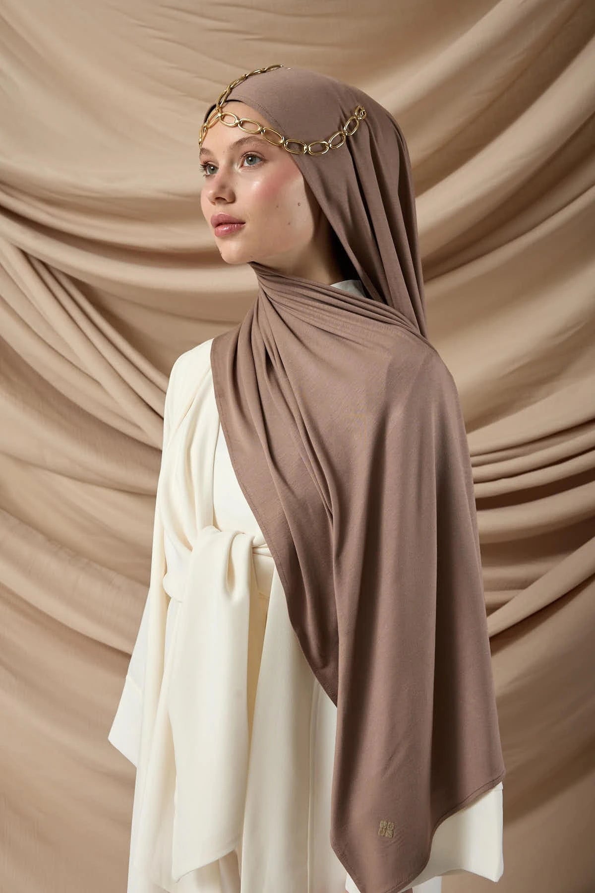 Premium Dark Mink Jersey Hijab – Soft Stretchy Viscose - Firaset