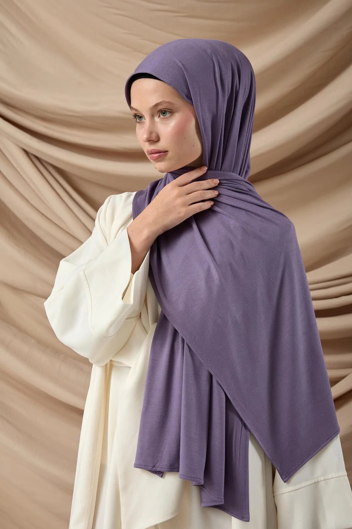 Premium Plum Jersey Hijab – Soft Stretchy Viscose - Firaset