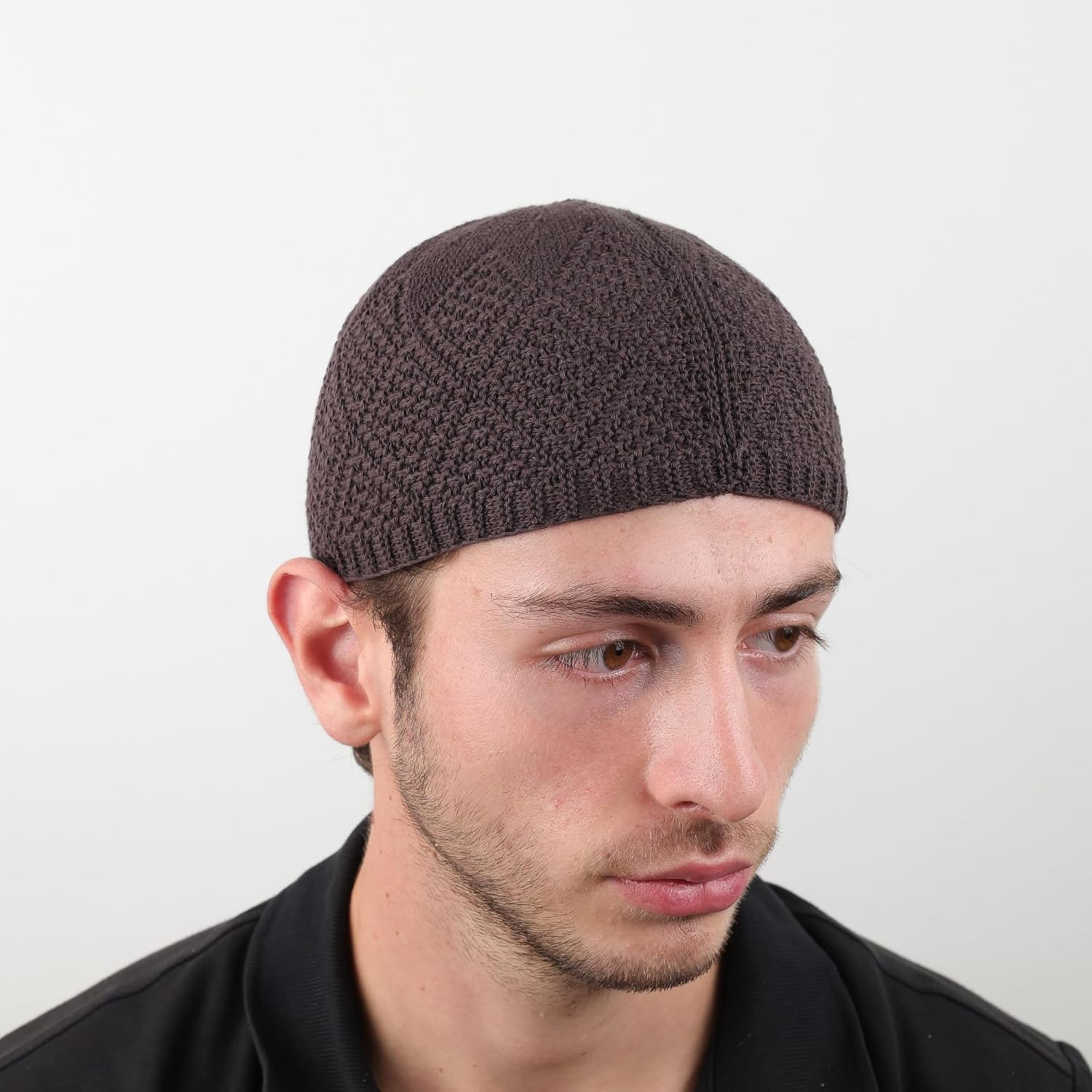 Turkish Velvet Crochet Kufi Hats for Men – Breathable Stretch Islamic Prayer Cap (Standard Fit) - Firaset