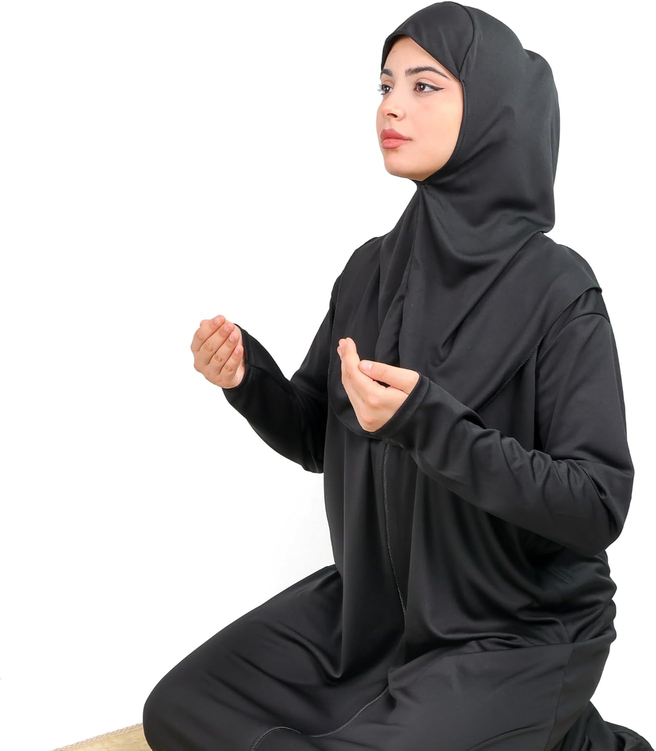 Women's One - Piece Prayer Dress Abaya – Full Coverage Zipper Front Jilbab (Black) - Firaset