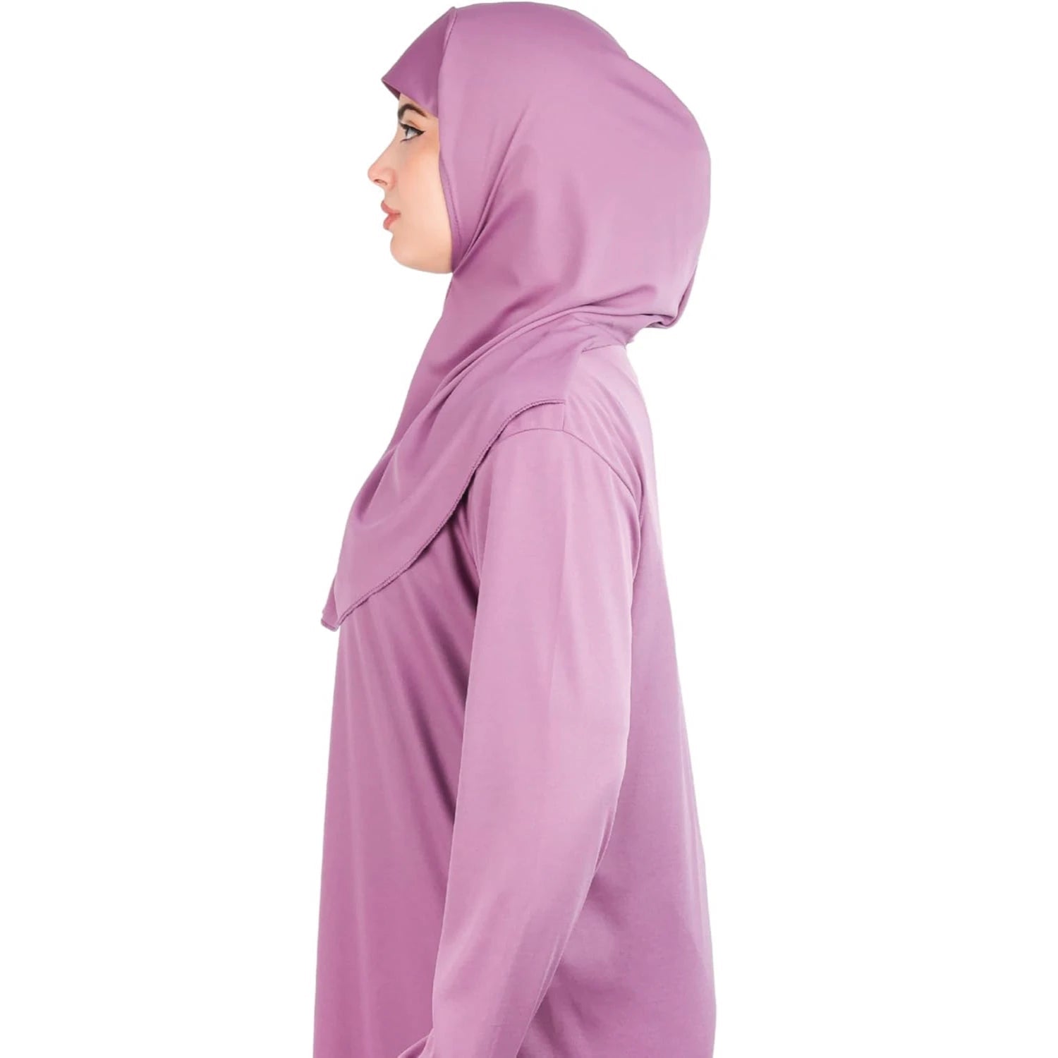 Women's One - Piece Prayer Dress Abaya – Full Coverage Zipper Front Jilbab (Dusty Pink) - Firaset