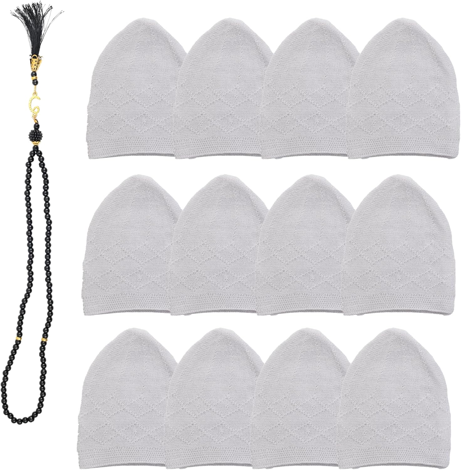 12 - Piece Turkish Velvet Kufi Hats – Men’s Breathable Crochet Prayer Caps (Standard Stretch Fit) - Firaset