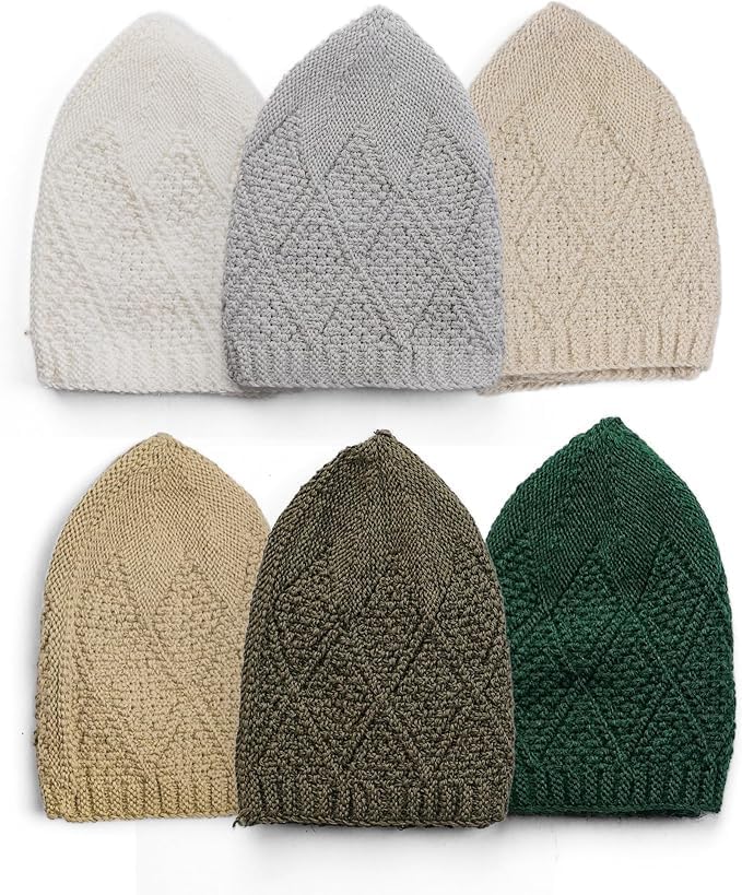 6 Piece Turkish Velvet Kufi Hats – Men’s Breathable Prayer Caps
