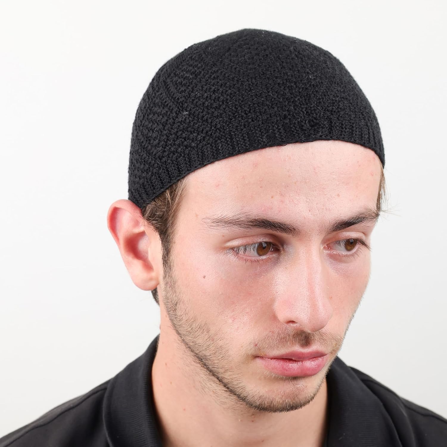 6 Piece Turkish Knit Kufi Caps for Men – Breathable Velvet Islamic Prayer Skull Hats (Stretch Standard Fit)