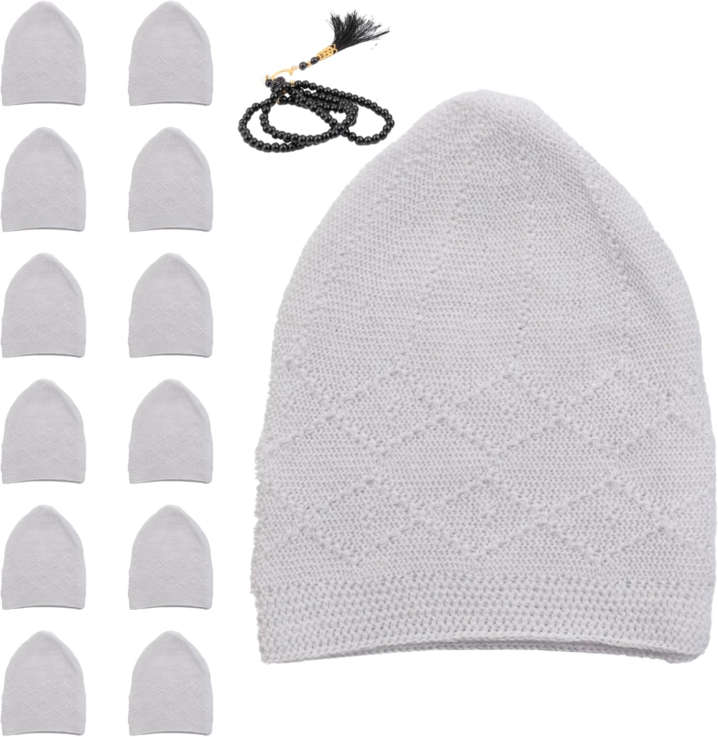 12-Piece Turkish Velvet Kufi Hats – Men’s Breathable Crochet Prayer Caps (Standard Stretch Fit)