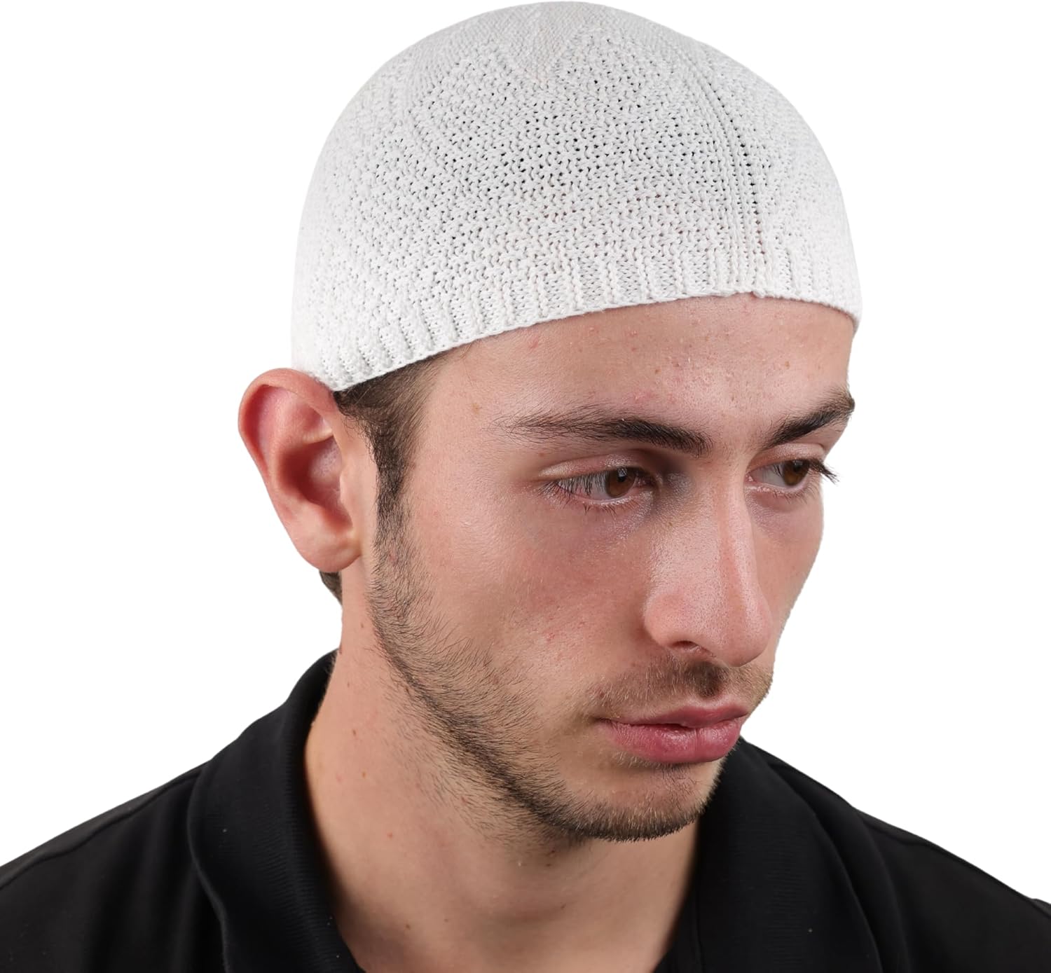 6 Piece Turkish Knit Kufi Caps for Men – Breathable Velvet Islamic Prayer Skull Hats (Stretch Standard Fit)