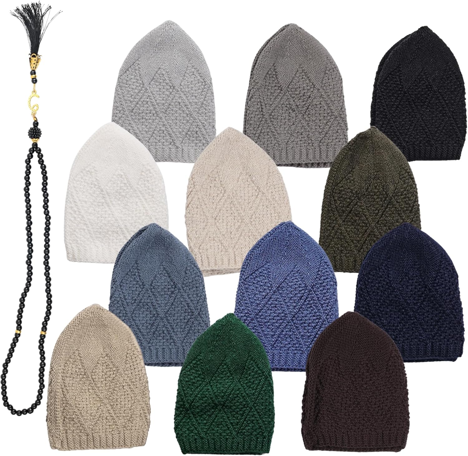 Turkish Velvet Crochet Kufi Hats for Men – Breathable Stretch Islamic Prayer Cap (Standard Fit)