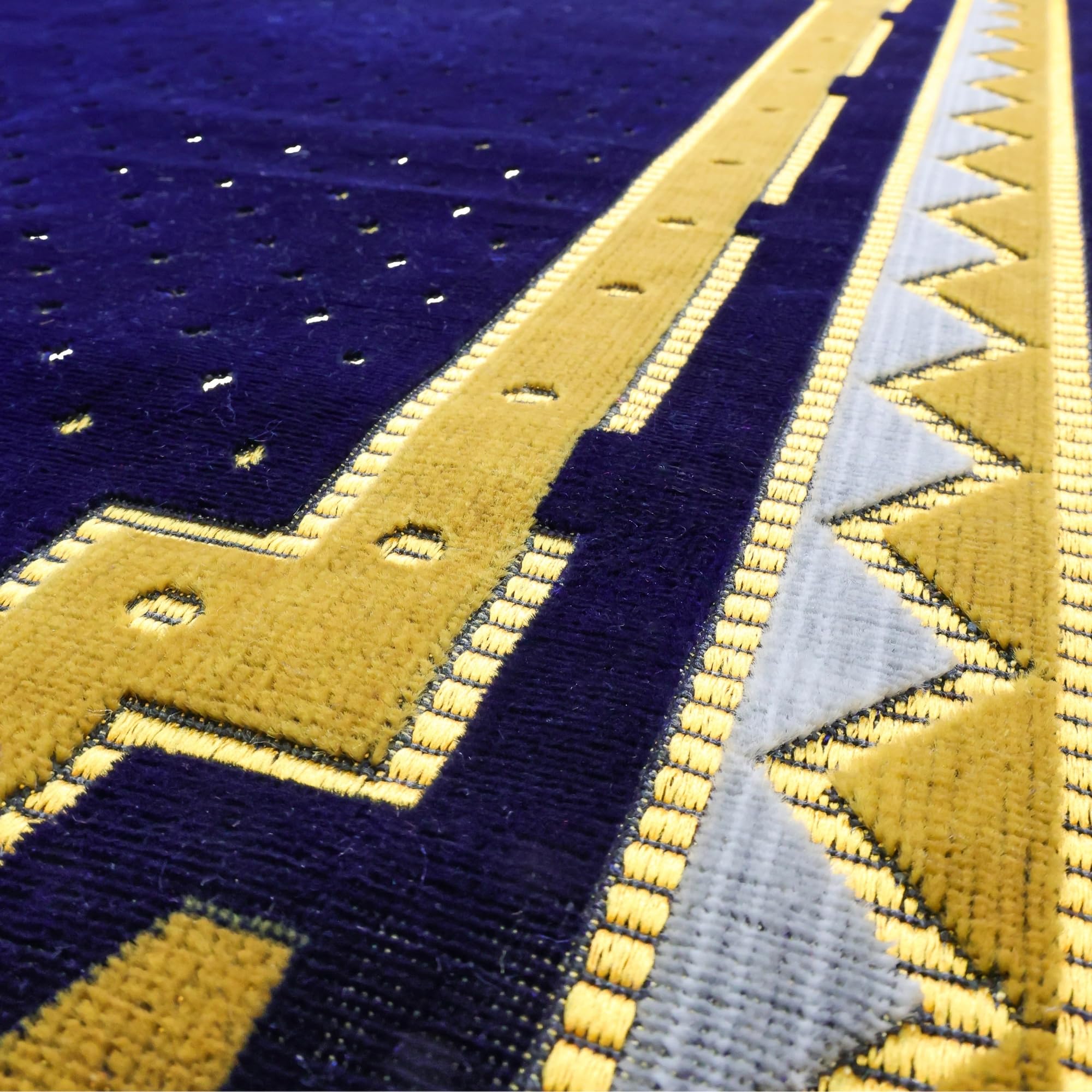Luxury Turkish Velvet Prayer Rug – Navy Blue & Gold Arch Design