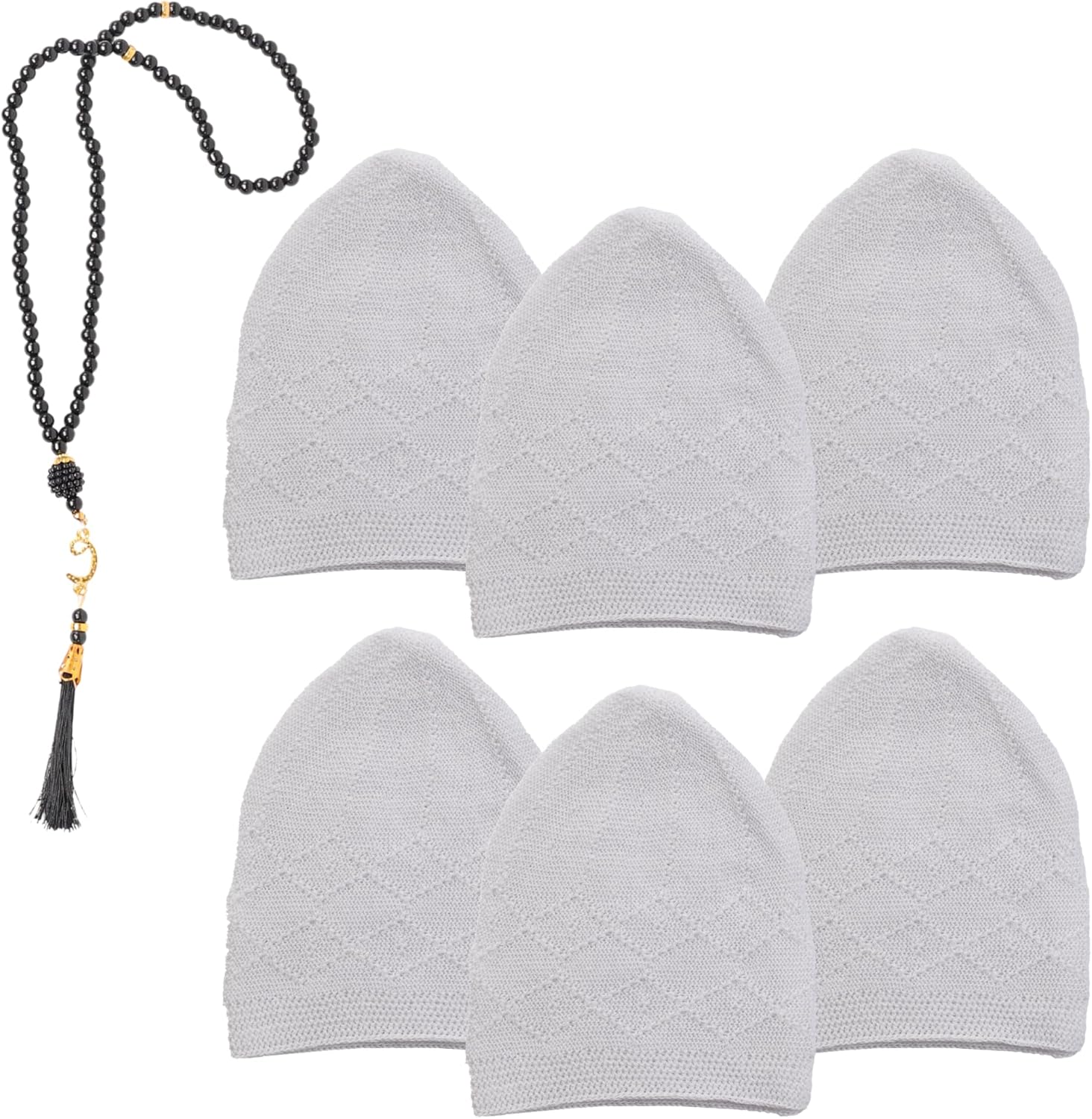 6 Piece Turkish Velvet Kufi Hats – Men’s Breathable Prayer Caps