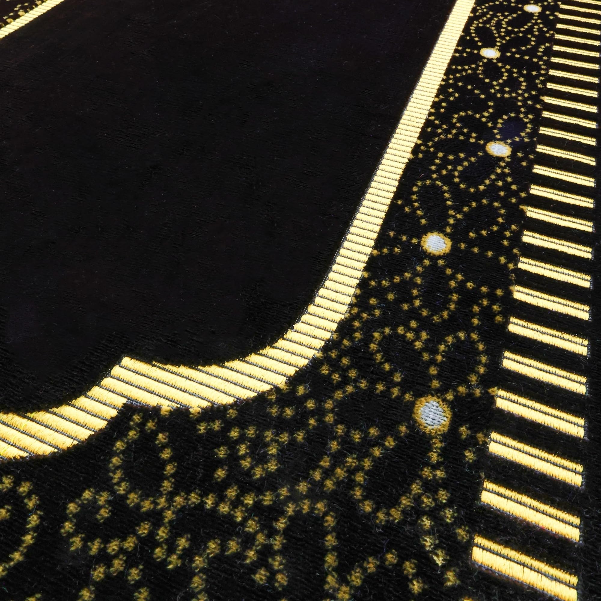 Luxury Turkish Velvet Prayer Rug – Dark Brown & Gold Geometric Arch Design