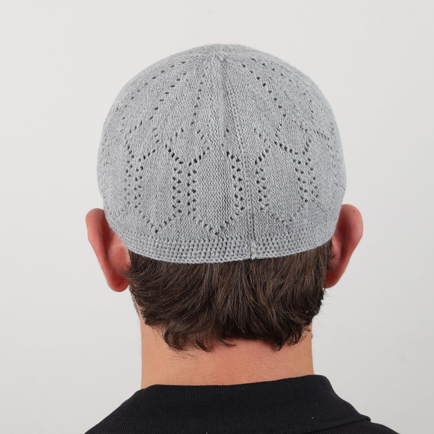 Men’s Turkish Velvet Crochet Kufi Set – 2 Breathable Stretch Islamic Prayer Caps (Standard Size Fit)