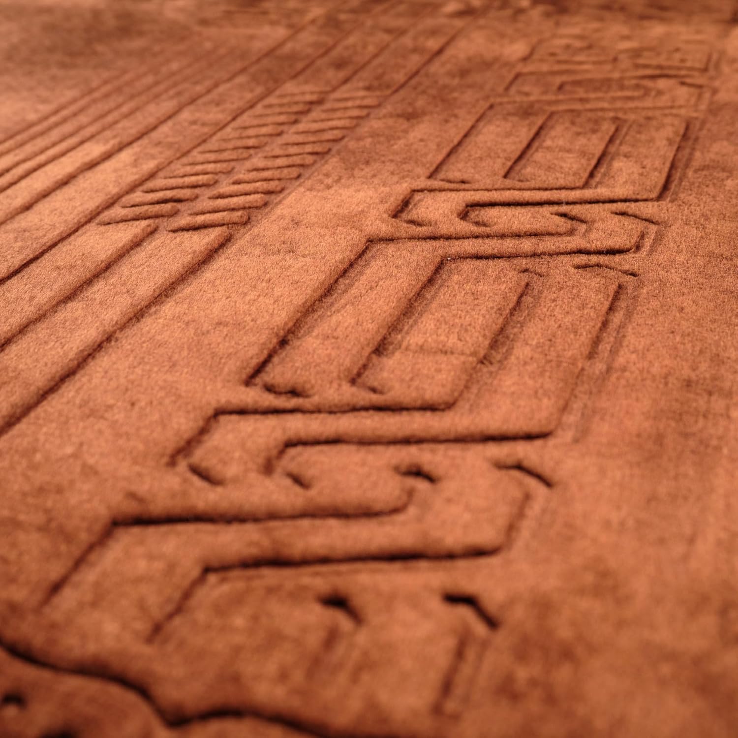 Luxury Turkish Velvet Prayer Rug – Brown Embossed Floral Design with Tasbeeh