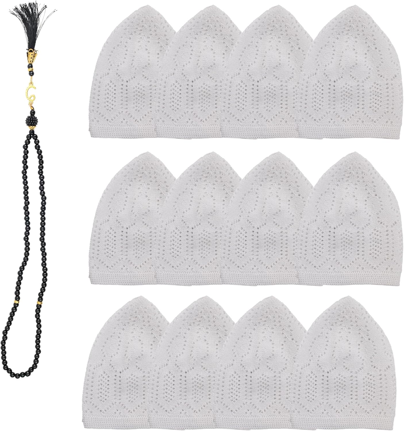 12-Piece Men’s Turkish Velvet Knit Kufi Caps – Breathable Islamic Prayer Skull Hats (Stretch Standard Fit)