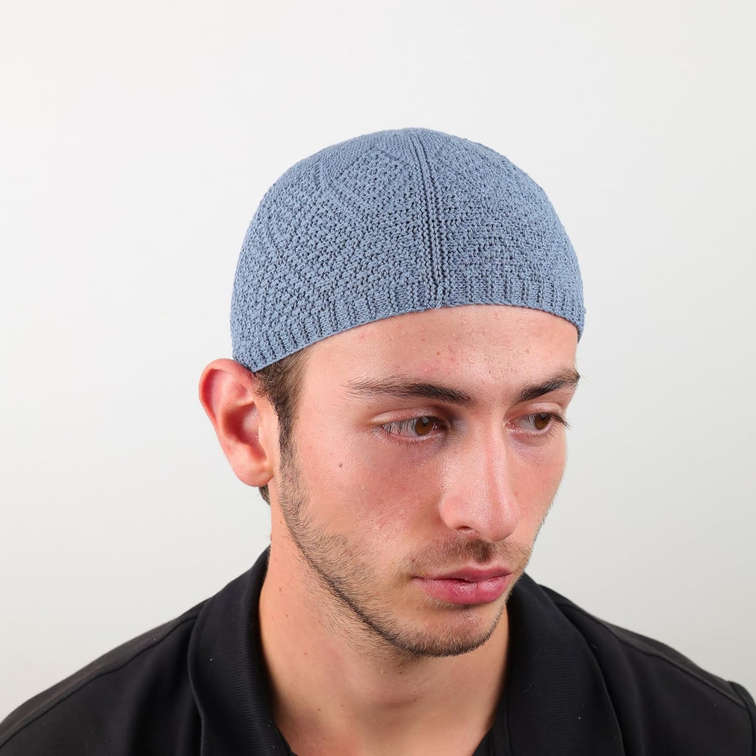 6 Piece Turkish Knit Kufi Caps for Men – Breathable Velvet Islamic Prayer Skull Hats (Stretch Standard Fit)