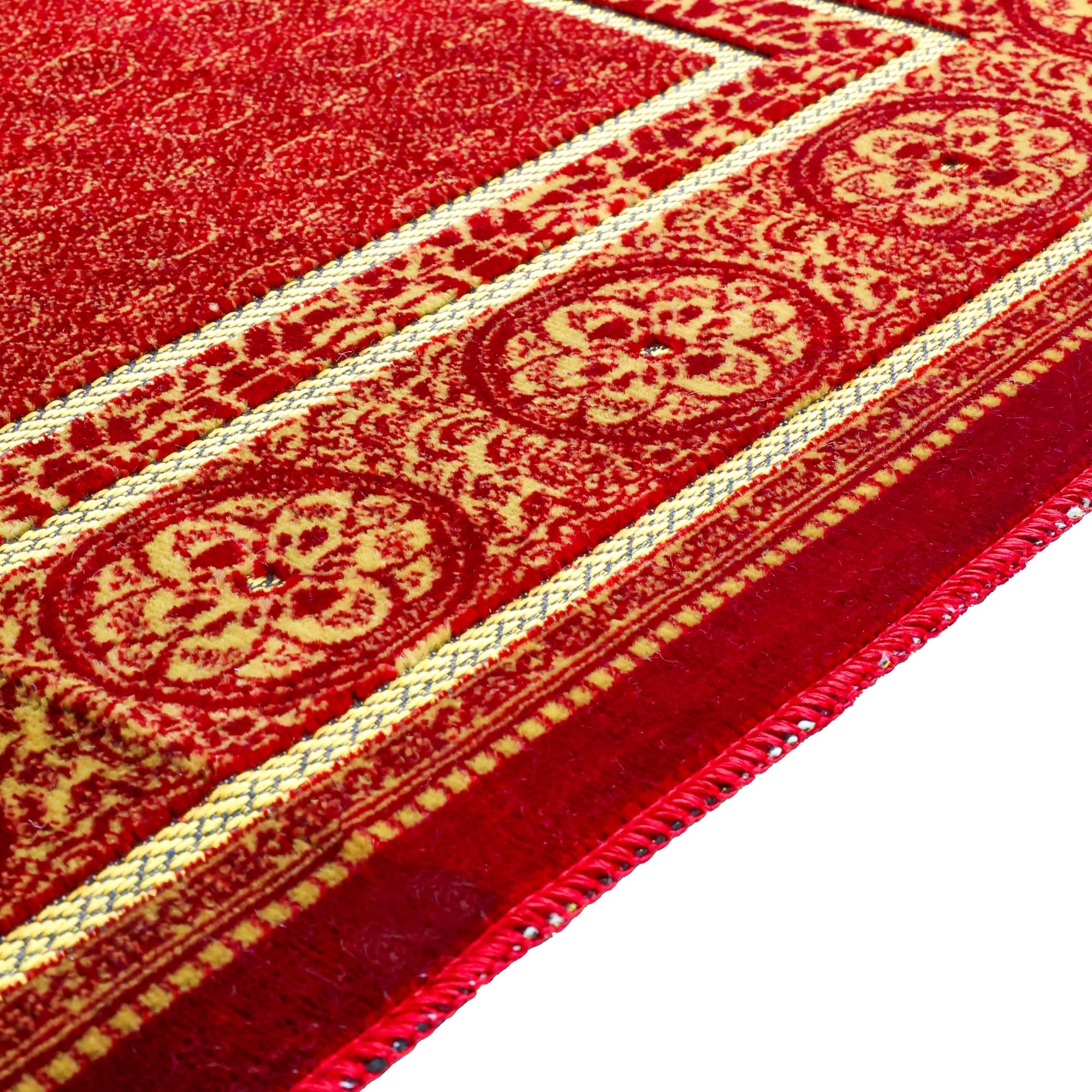 Luxury Turkish Velvet Prayer Rug – Royal Red & Gold Arch Design