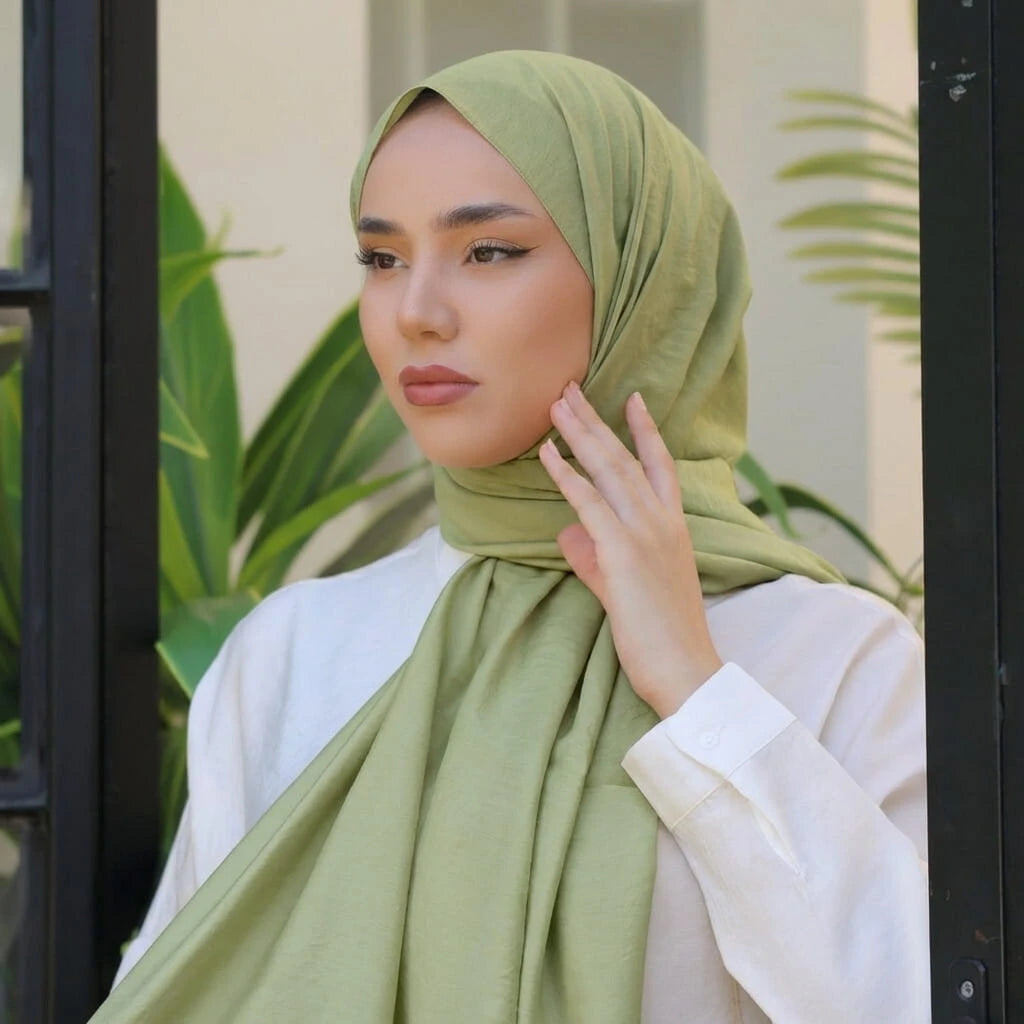 Olinda Luxury Mint Green Hijab – Silk & Tencel Blend