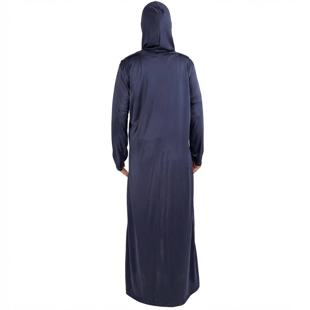 Dubai One - Piece Navy Blue Prayer Dress with Attached Hijab – Soft Cotton - Firaset