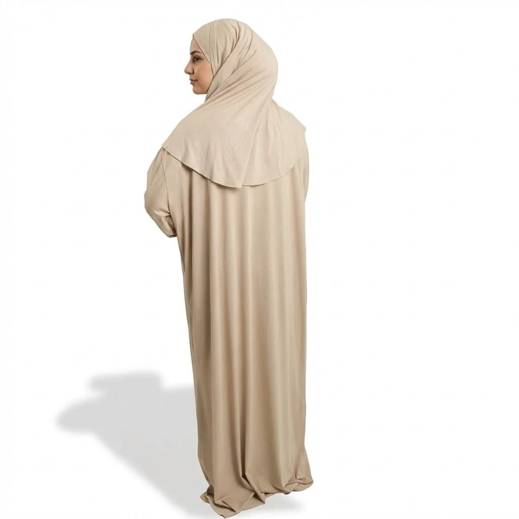 Firdaws 2 - Piece 2 - Viscose Beige Prayer Dress Set – Top, Skirt & Bag - Firaset