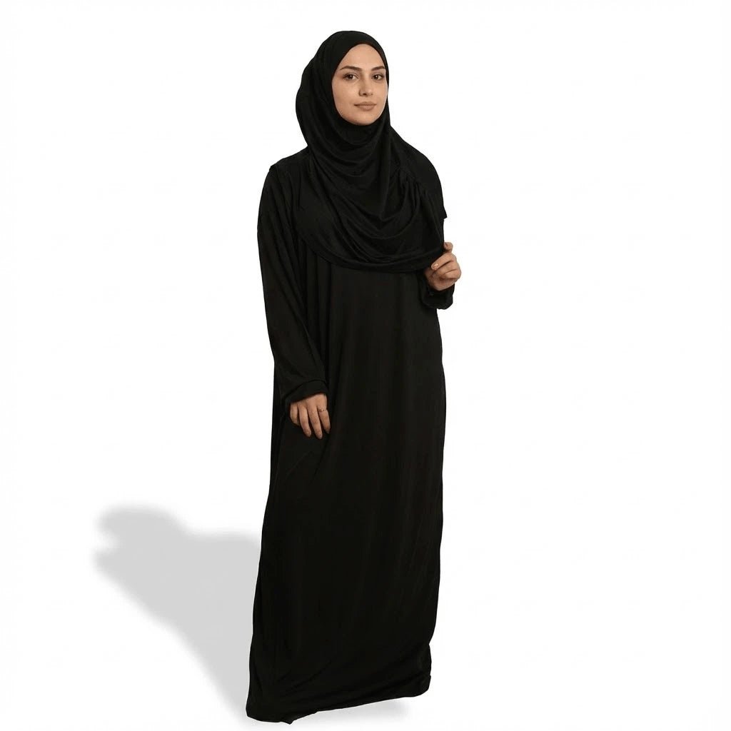 Firdaws 2 - Piece 2 - Viscose Black Prayer Dress Set – Top, Skirt & Bag - Firaset