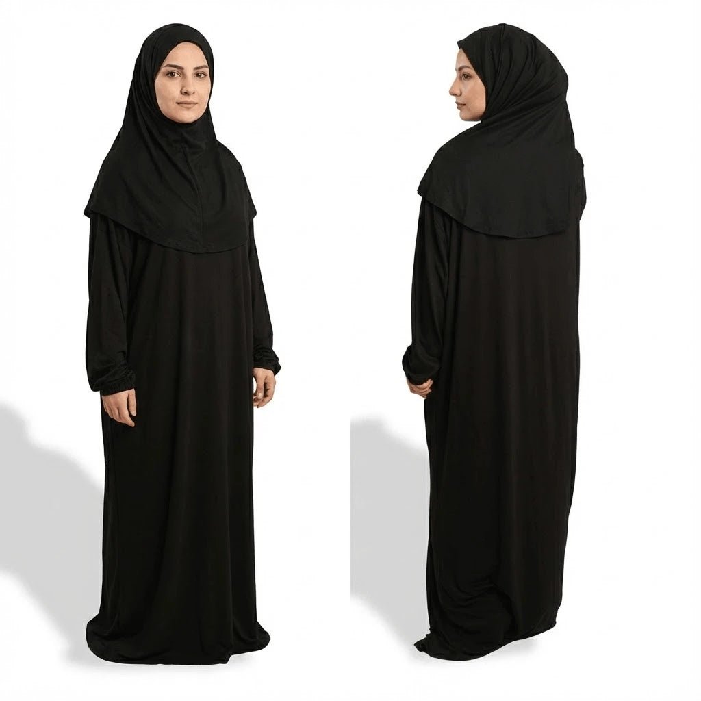 Firdaws 2 - Piece 2 - Viscose Black Prayer Dress Set – Top, Skirt & Bag - Firaset