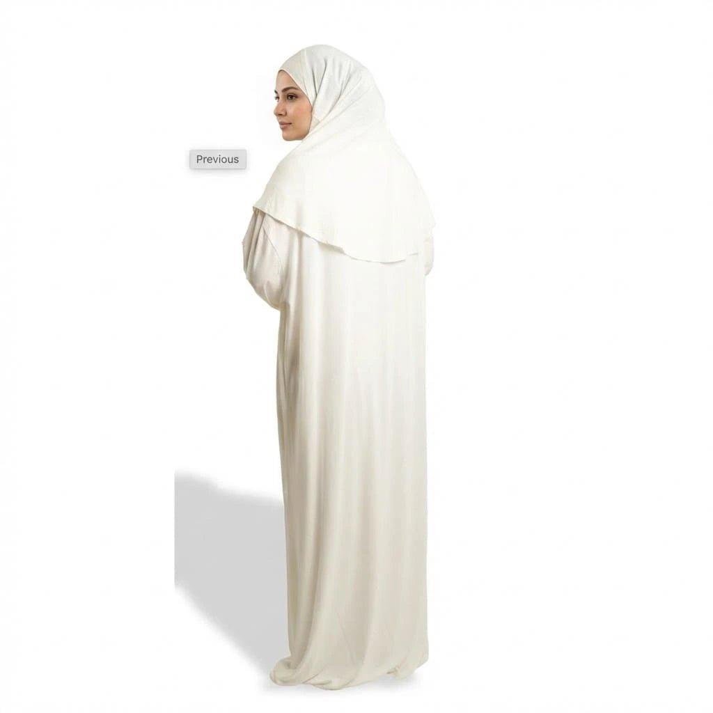 Firdaws 2 - Piece 2 - Viscose Cream Prayer Dress Set – Top, Skirt & Bag - Firaset
