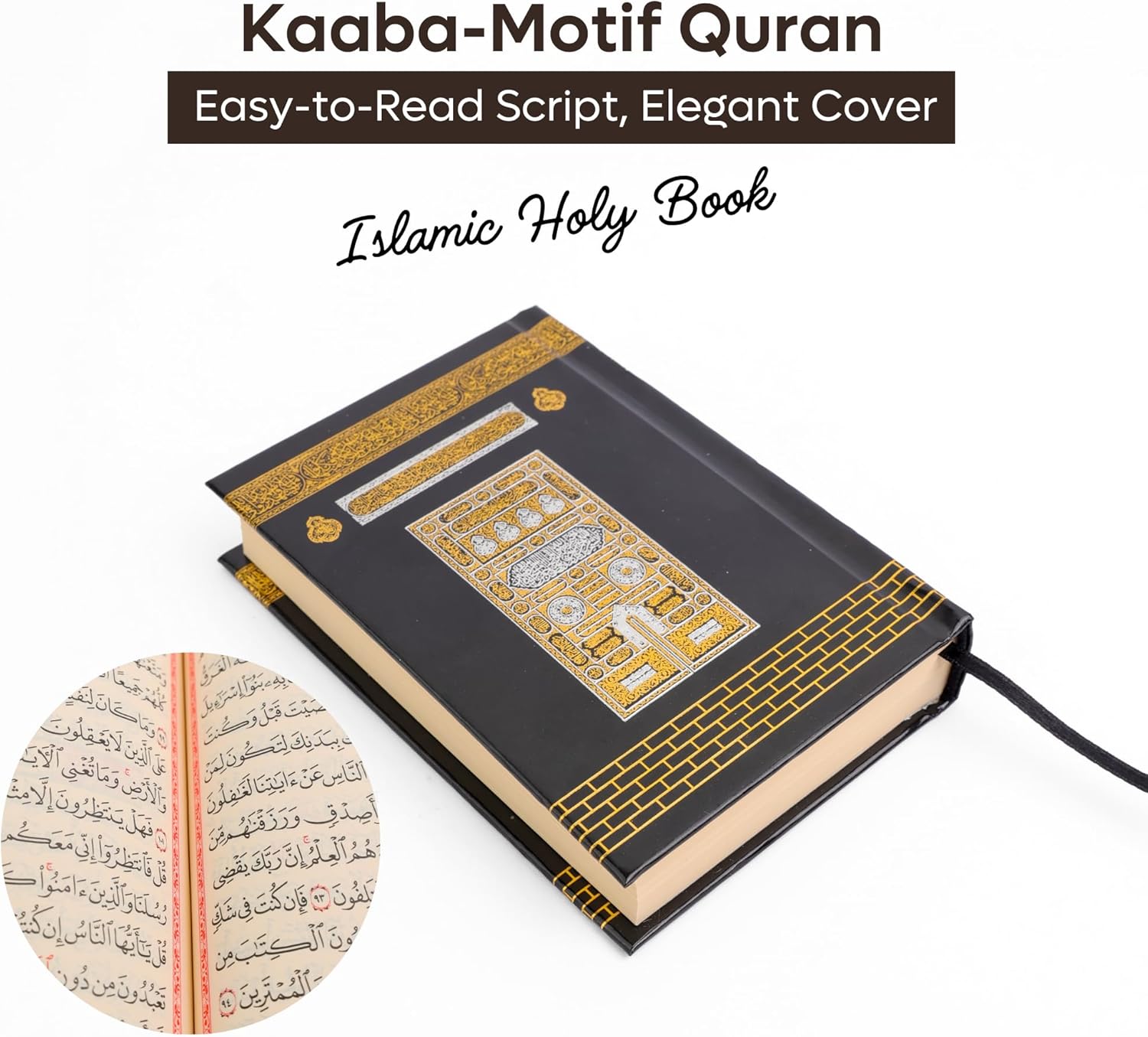 Luxury Kaaba Gift Set – Black Prayer Rug, Quran & Tasbeeh in Cubic Box - Firaset