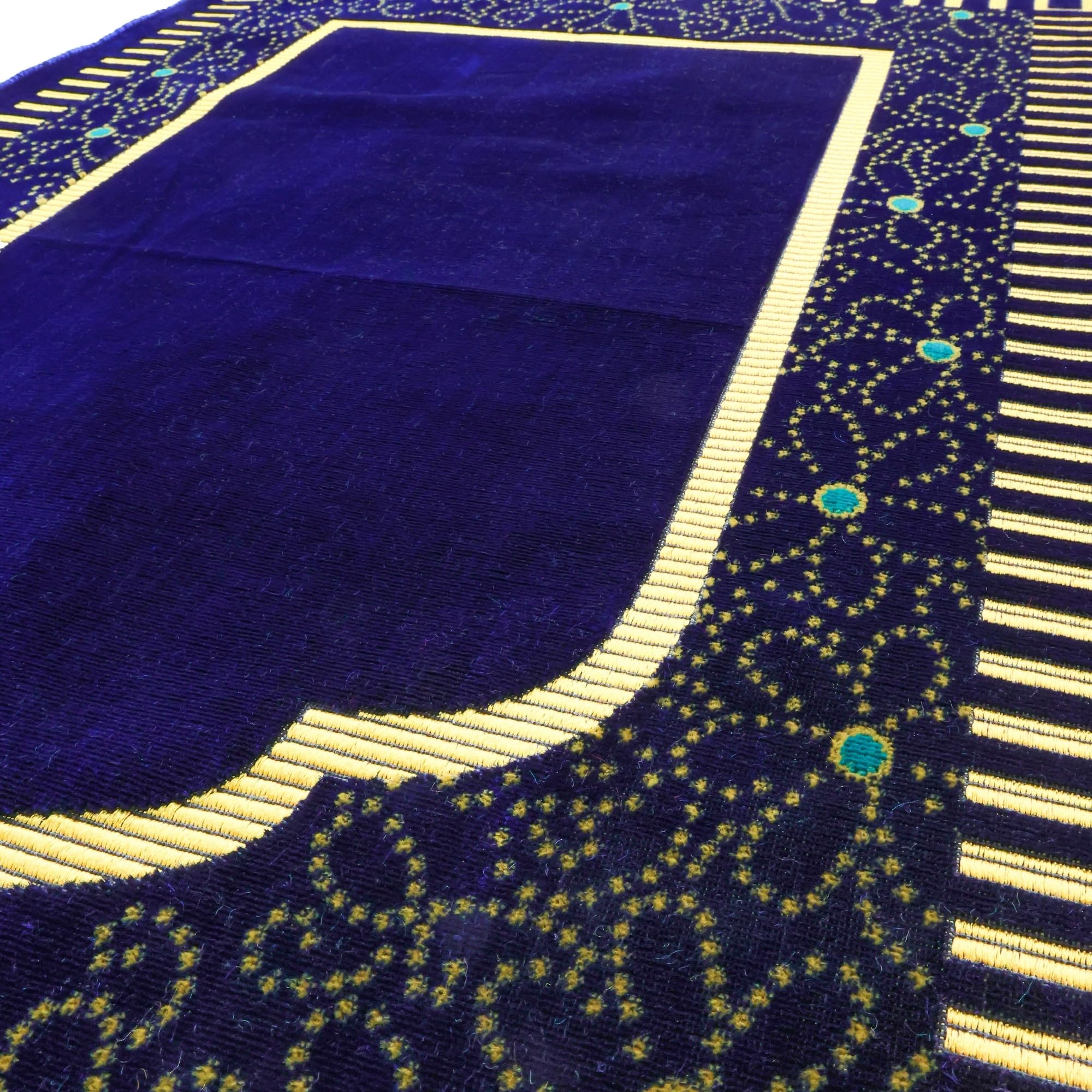 Luxury Turkish Royal Purple Velvet Prayer Rug with Prayer Cap - Firaset