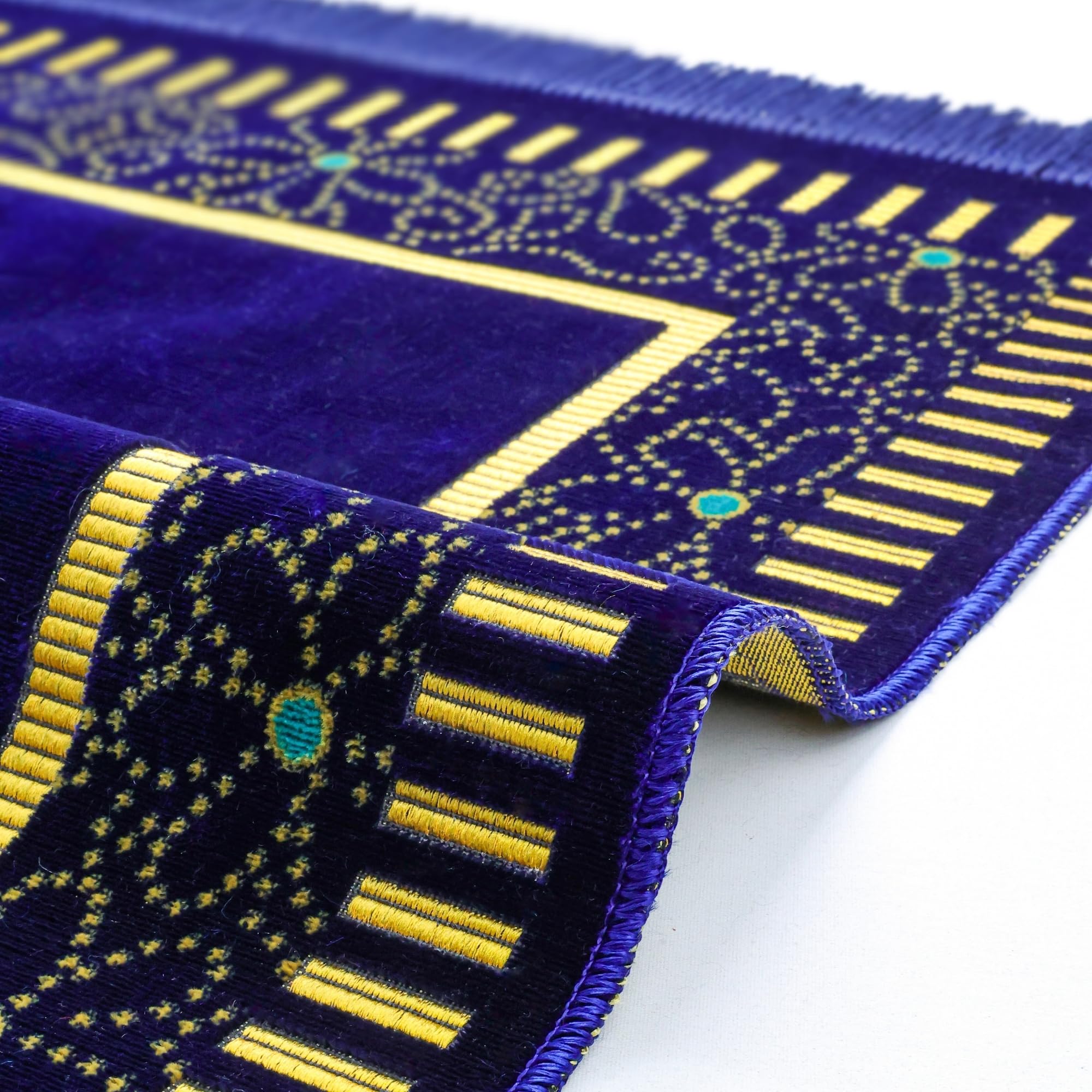 Luxury Turkish Royal Purple Velvet Prayer Rug with Prayer Cap - Firaset