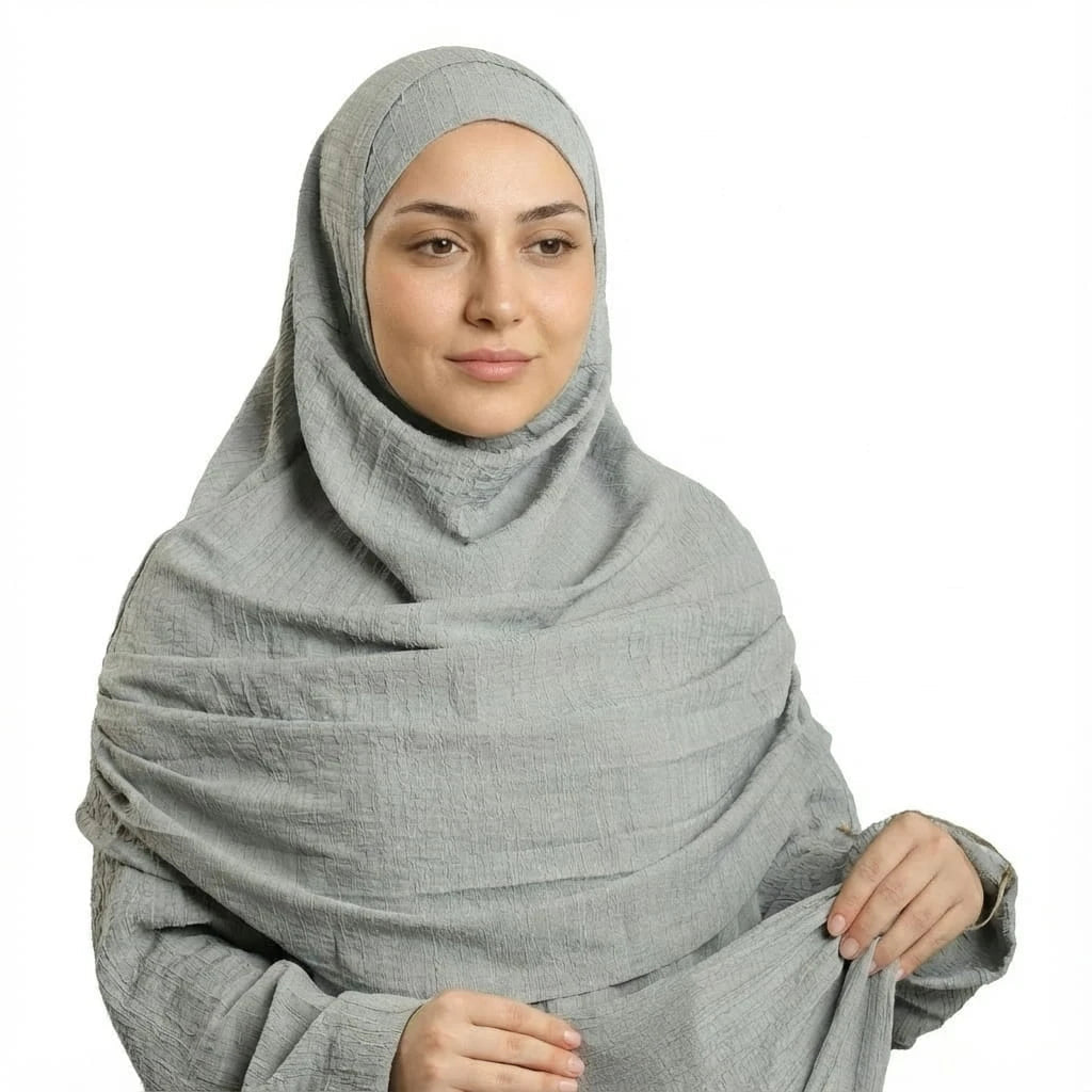 Neva 2 - Piece Women's Islamic Grey Prayer Dress with Zipper - Top, Skirt & Bag - Firaset