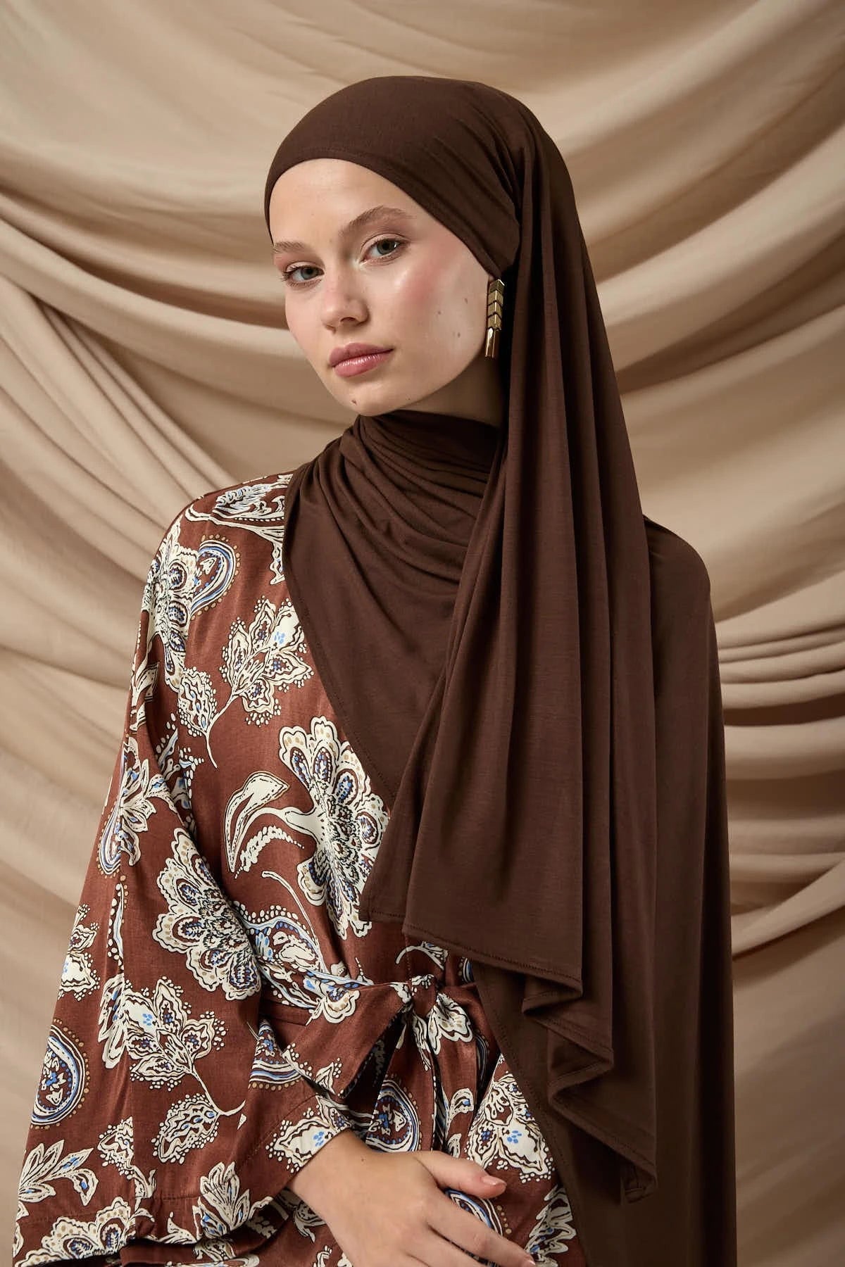 Premium Brown Jersey Hijab – Soft Stretchy Viscose - Firaset