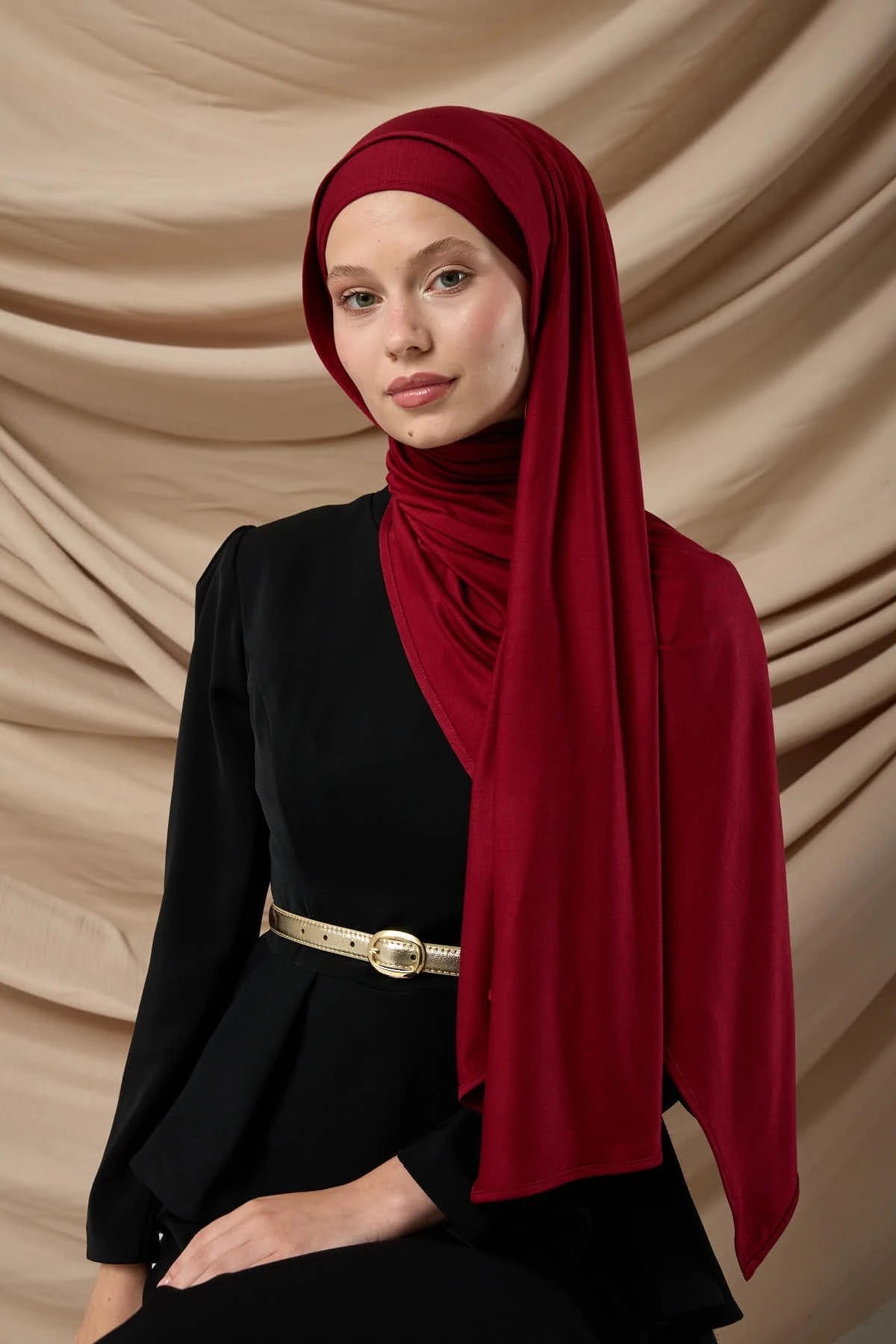 Premium Burgundy Jersey Hijab – Soft Stretchy Viscose - Firaset