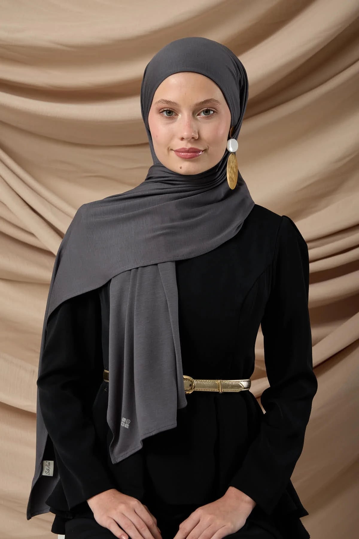 Premium Dark Grey Jersey Hijab – Soft Stretchy Viscose - Firaset