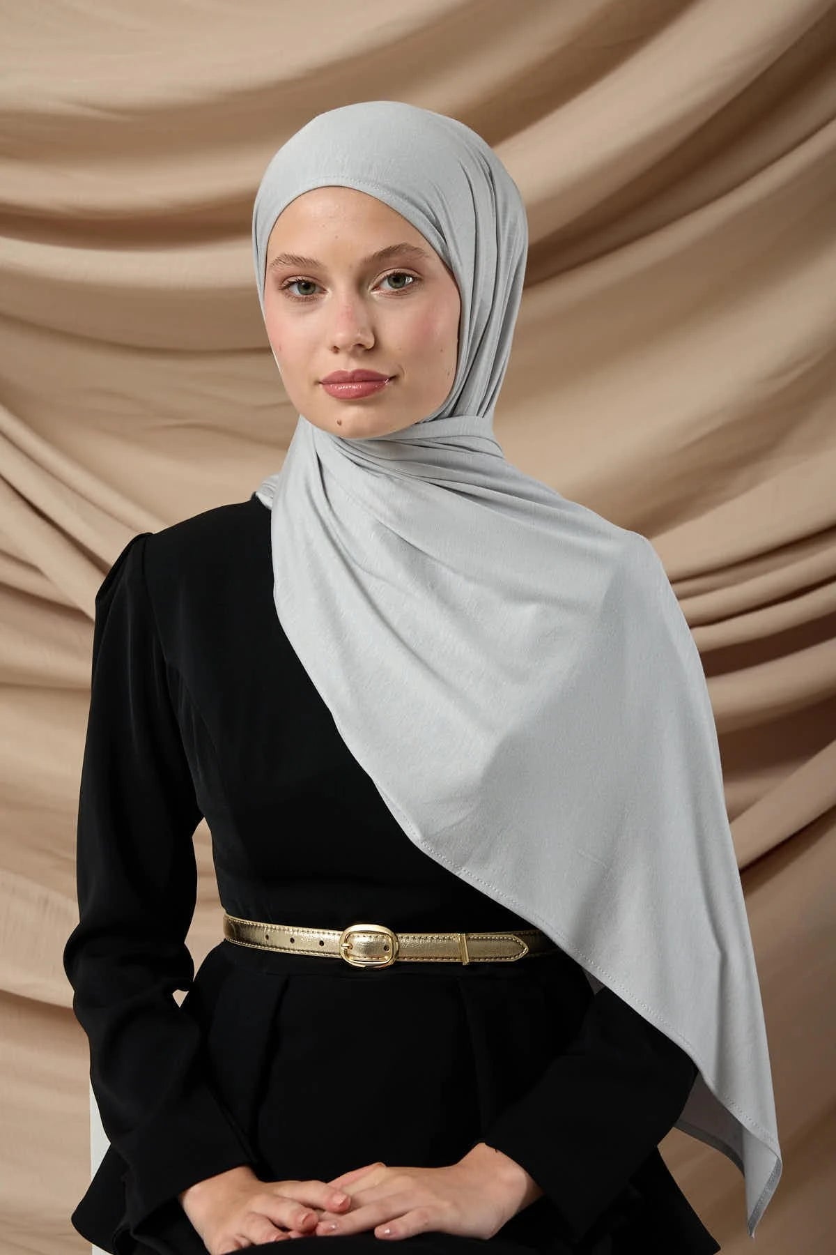 Premium Light Grey Jersey Hijab – Soft Stretchy Viscose - Firaset