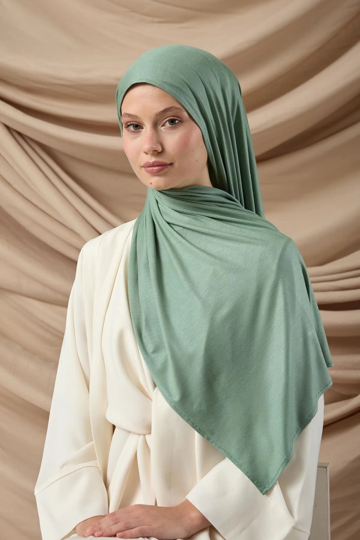Premium Mint Green Jersey Hijab – Soft Stretchy Viscose - Firaset