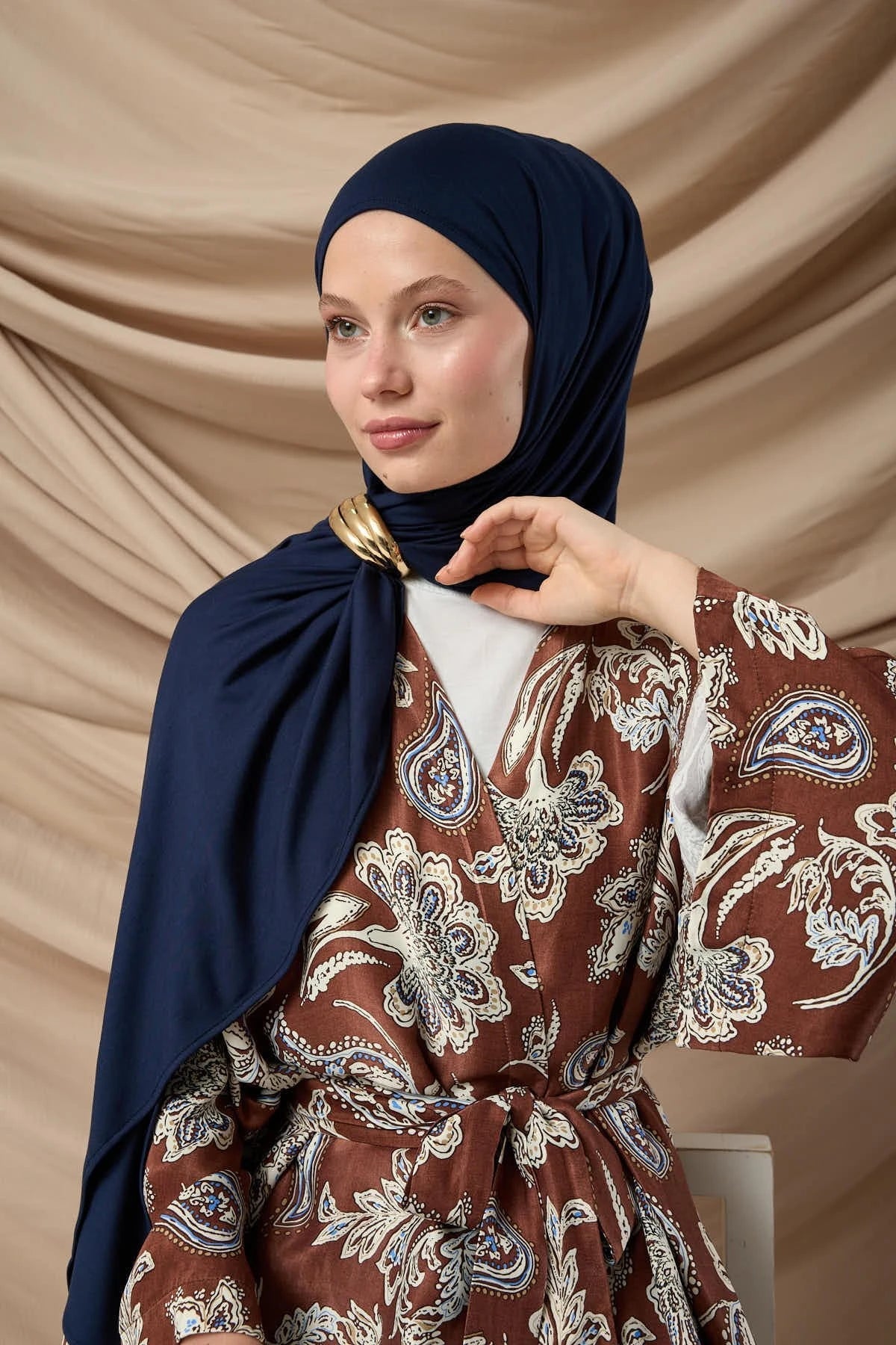 Premium Navy Blue Jersey Hijab – Soft Stretchy Viscose - Firaset