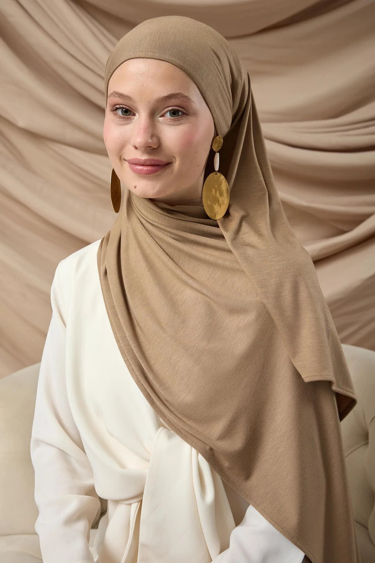 Premium Powder Latte Jersey Hijab – Soft Stretchy Viscose - Firaset