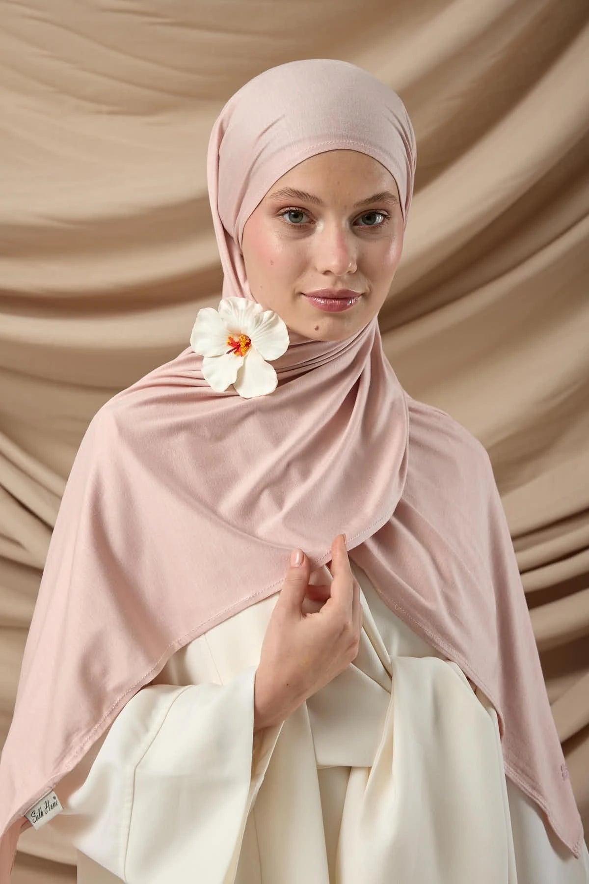 Premium Powder Pink Jersey Hijab – Soft Stretchy Viscose - Firaset