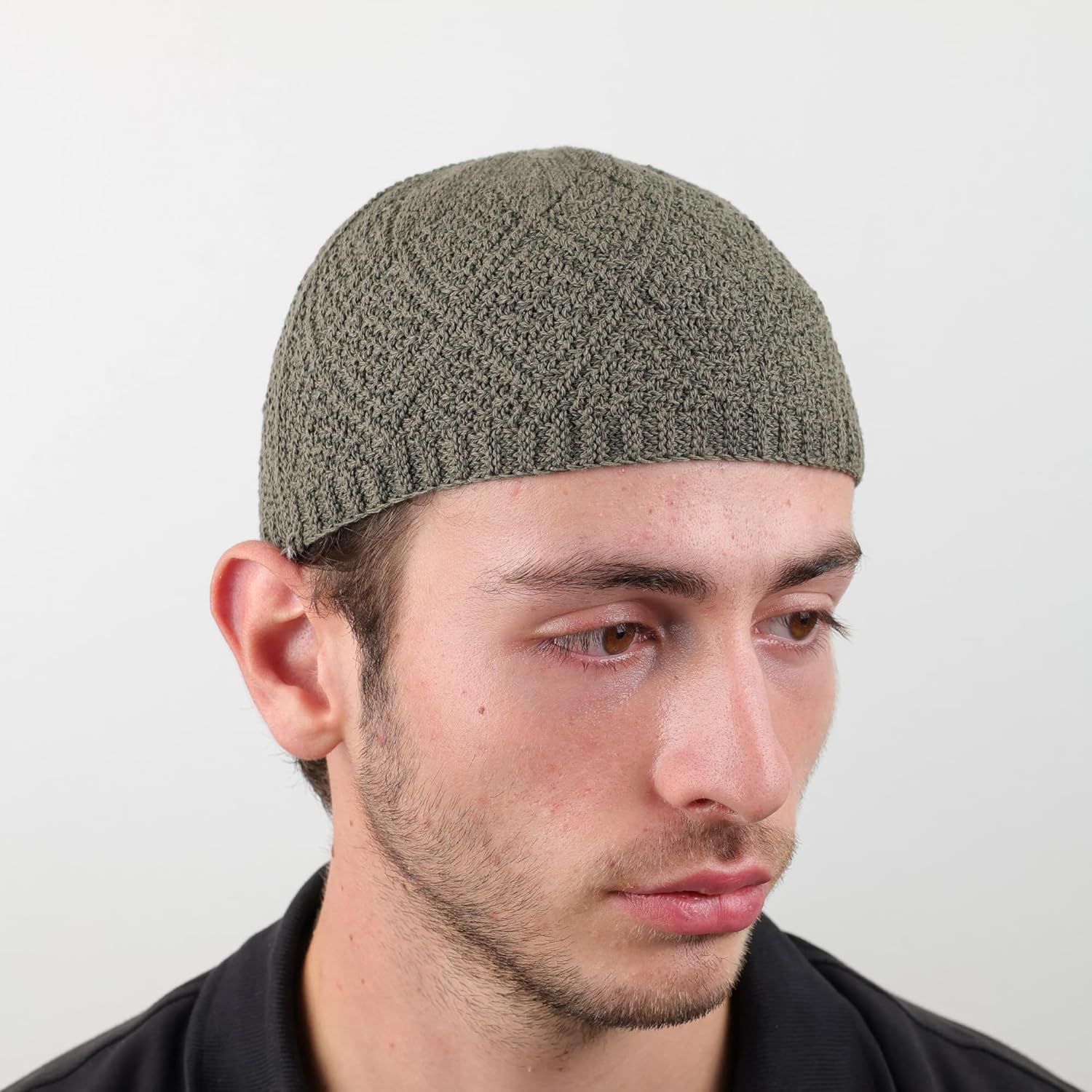 Turkish Velvet Crochet Kufi Hats for Men – Breathable Stretch Islamic Prayer Cap (Standard Fit) - Firaset