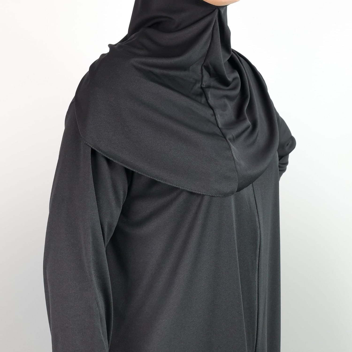 Women's One - Piece Prayer Dress Abaya – Full Coverage Zipper Front Jilbab (Black) - Firaset