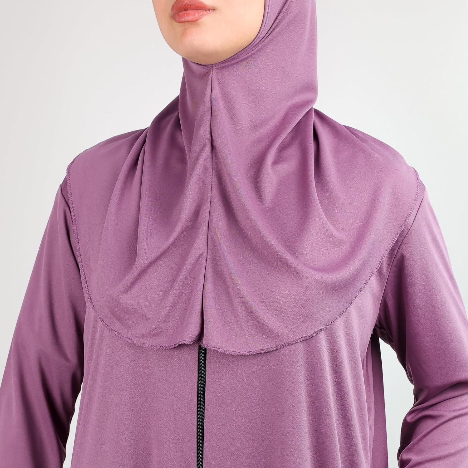 Women's One - Piece Prayer Dress Abaya – Full Coverage Zipper Front Jilbab (Dusty Pink) - Firaset