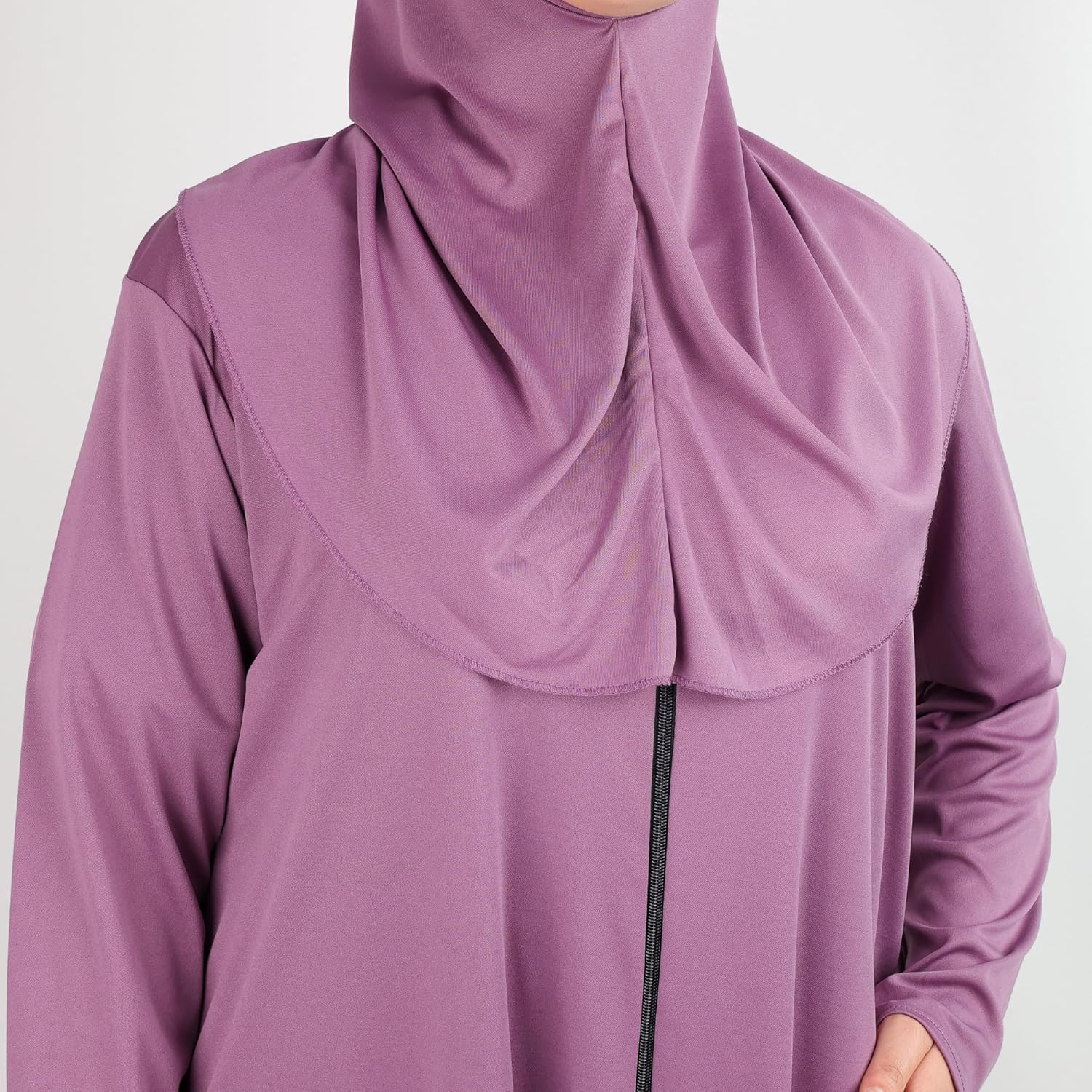 Women's One - Piece Prayer Dress Abaya – Full Coverage Zipper Front Jilbab (Dusty Pink) - Firaset